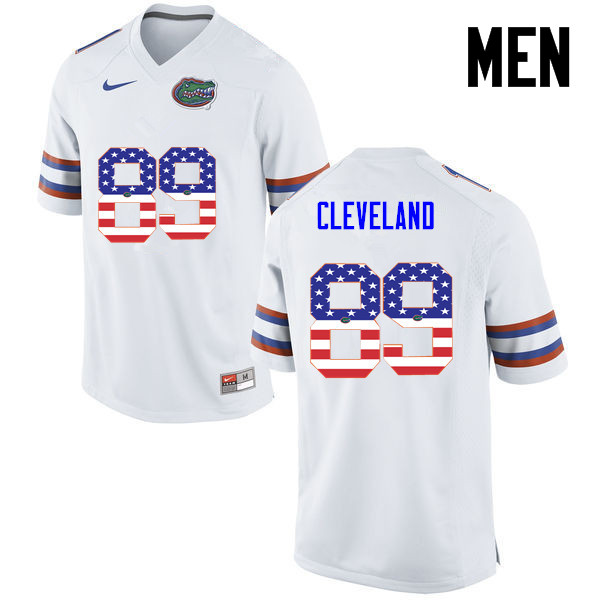 Men Florida Gators #89 Tyrie Cleveland College Football USA Flag Fashion Jerseys-White - Click Image to Close